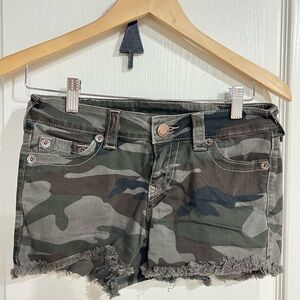 True Religion Green Jean Shorts Casual Style